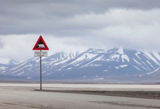 Isbjørnskilt på Svalbard.