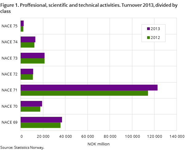 Figure 1. Proffesional, scientific and technical activities. Turnover 2013, divided by class Figure 1. Proffesional, scientific and technical activities. Turnover 2013, divided by class